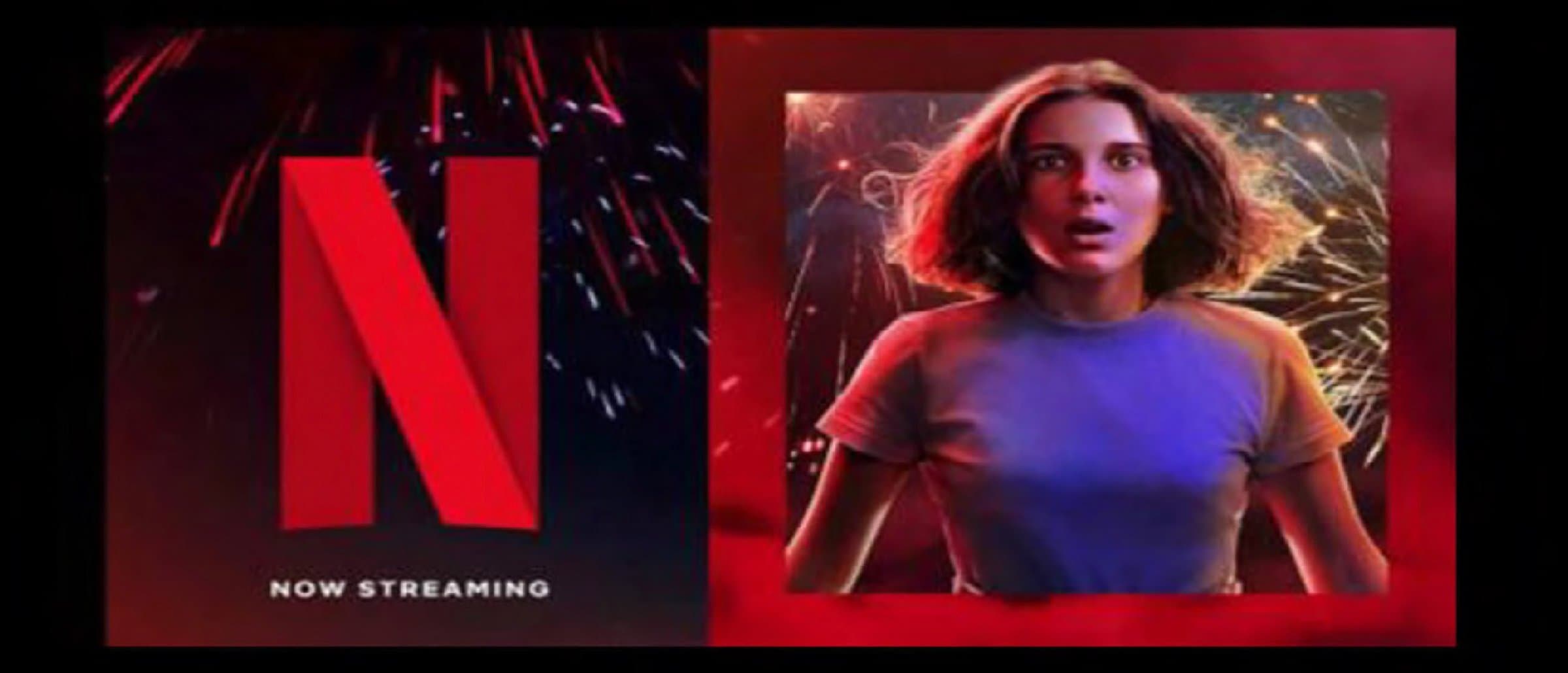 A Netflix 'Now Streaming' key visual, with the Netflix logo beside a series character